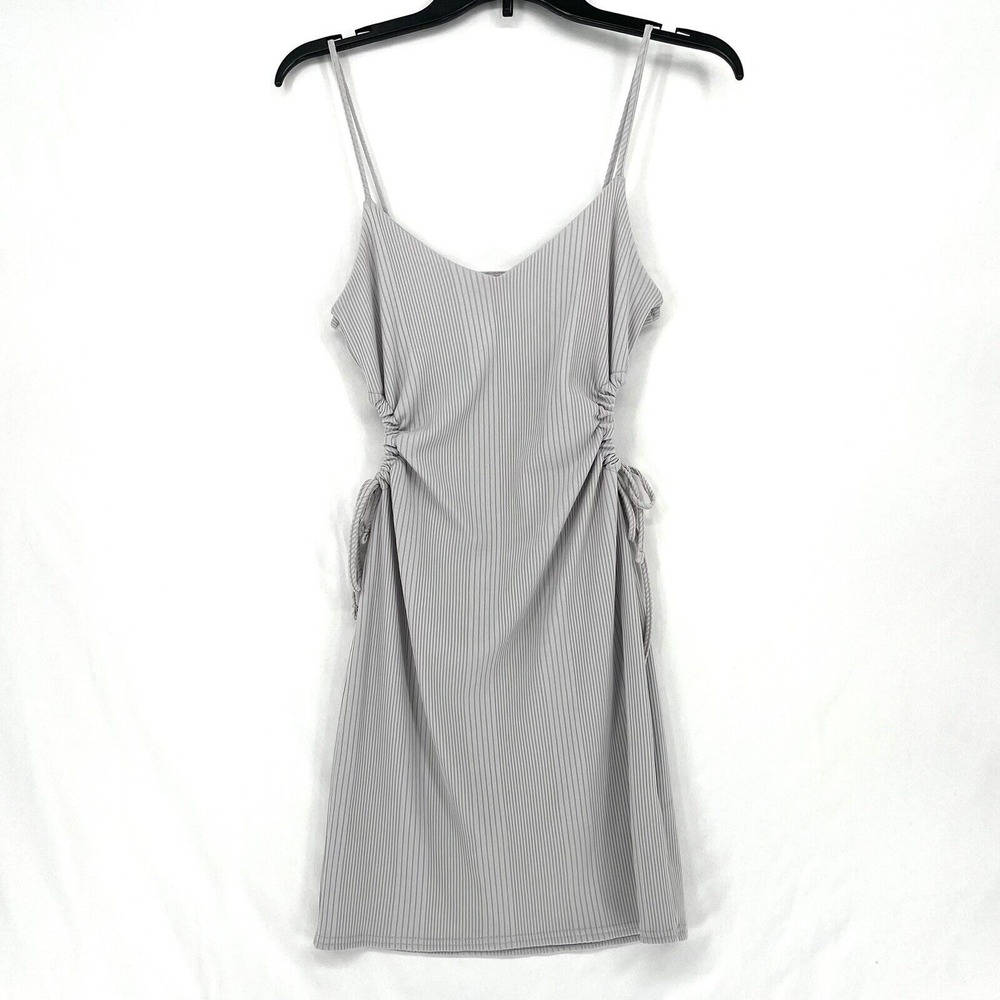 Topshop Dress Size 4 Mini Drawstring Cut Out Women's Lavender Thin Strap Sexy